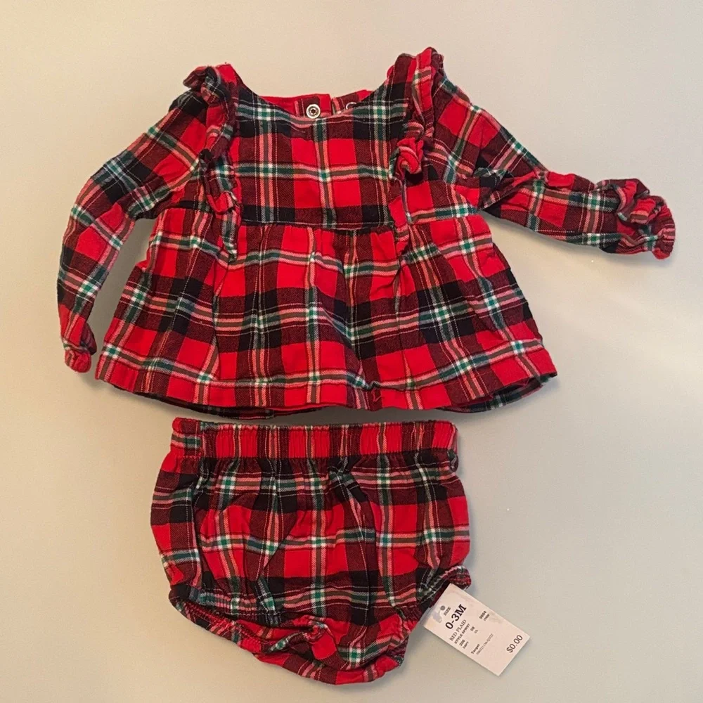 Plaid Red Baby Outfit Set cat & jack 0-3m